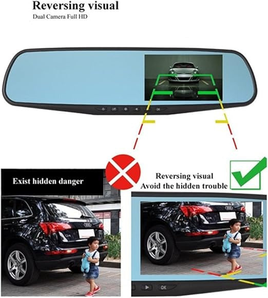 Smart Rearview Dash Cam – 1080P HD + Touchscreen.